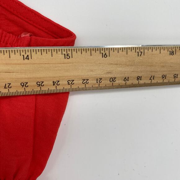 Monteau Top Red Milkmaid Babydoll Smocked Flirty Cropped Festival Feminine - Picture 6 of 7